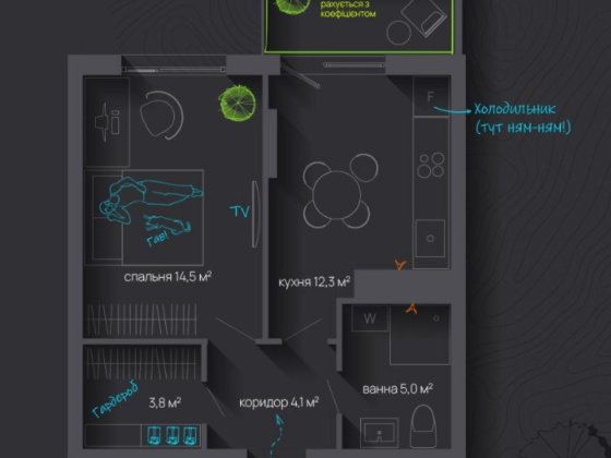Однокімнатний сирець 41м2 в новому комплексі Ивано-Франковск
