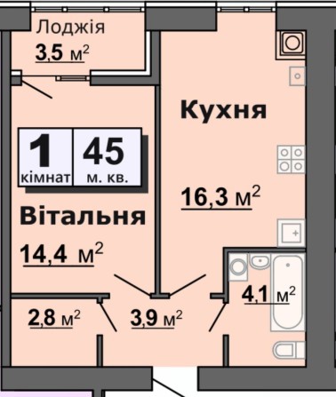 Продаж 1-кімнатної квартири 45 м² ЖК «Залізничний» - фото 1