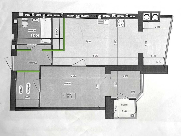 Велика однокімнатна квартира в новобудові ЖК Атлант - фото 1