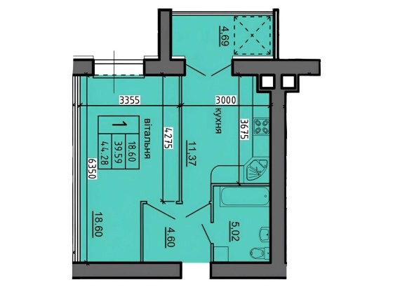 Продається 1-кімнатна квартира в новобудові, район Бам Тернополь