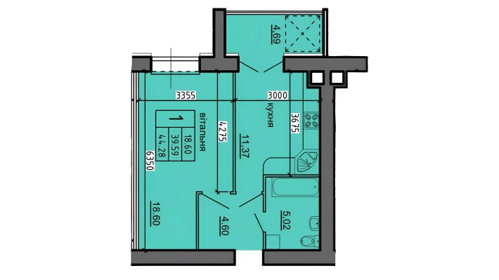 Продається 1-кімнатна квартира в новобудові, район Бам - фото 1