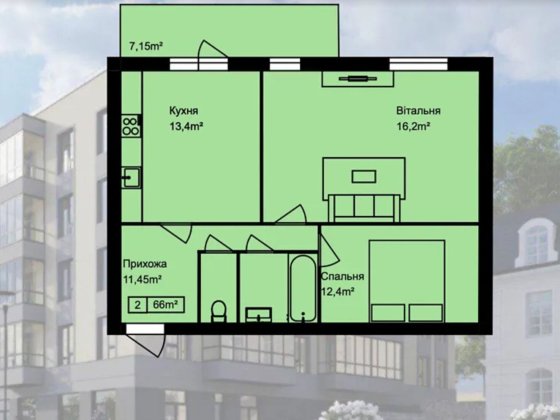 Продаж 2к квартири 66 кв. м на вул. Глиняна Тернопіль