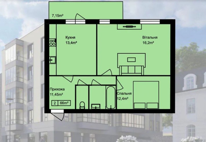 Продаж 2к квартири 66 кв. м на вул. Глиняна - фото 1
