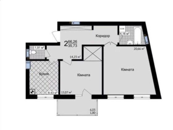 2-х кімнатна новобудова Черновцы