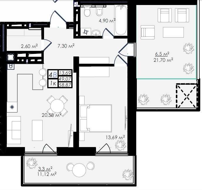 Продаж 1-кім квартири з терасою по вул Стрийській Мікльоша - фото 1