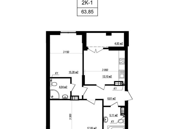 ЖК «Щасливий Grand». 2-кімн. квартира. 63.85 м2. Є розтермінування Софіївська Борщагівка