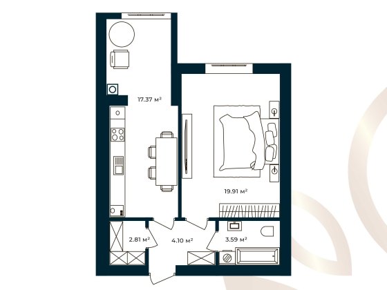Квартира від забудовника однокімнатна 47,6 м² Софіївська Борщагівка Софиевская Борщаговка