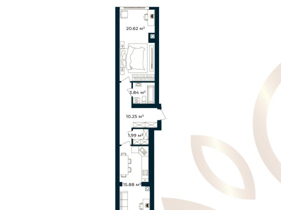 Продаж 1к-квартири розпашонки 52,44 м² від забудовника розтермінування Софиевская Борщаговка