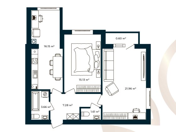 Велика двокімнатна квартира 66,47 м², Софіївська Борщагівка кредит Софіївська Борщагівка