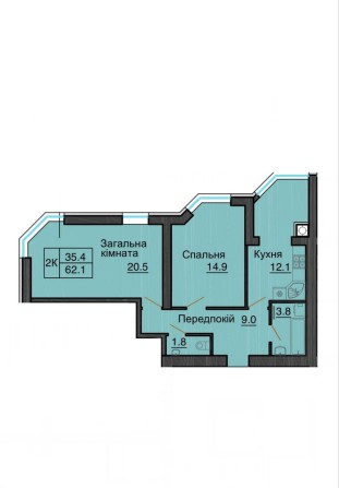 Продаж двокімнатної квартири 62.1 м2 в ЖК Софія Резиденс - фото 1