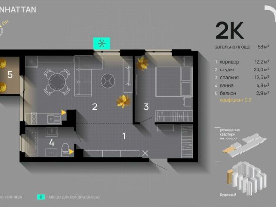 Продається Готова 2 - кім квартира за найкращою ціною в ЖК "Manhattan"
