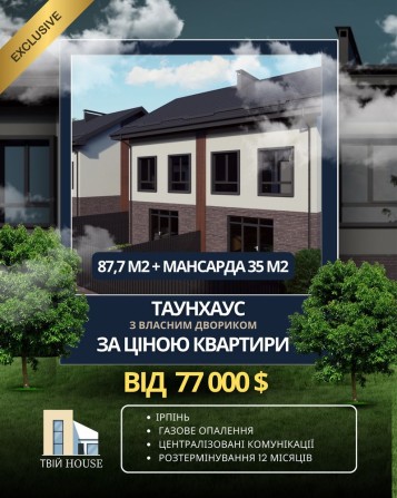 Таунхаус Ірпінь РОЗСТРОЧКА без % - фото 1