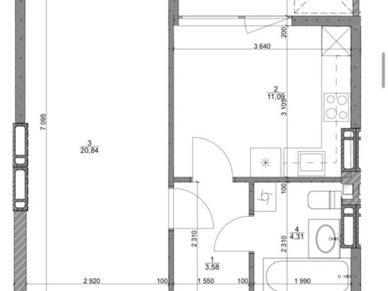 Продаж однокімнатноі квартири. Цегляний будинок. Центр Вышгород