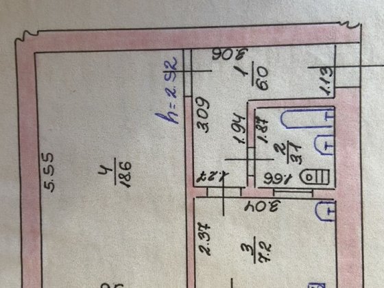 Продается 1-ком.киевского проекта, 4/5, середина в районе 9 школы Измаил