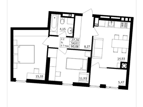 Продаж двохкімнатної квартири в новому будинку Обухів