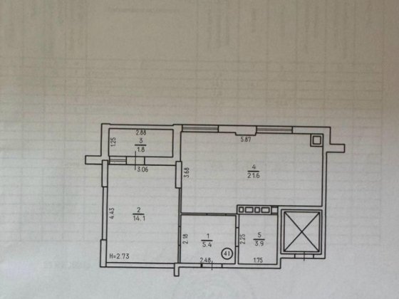 Однокімнатна квартира 46,8 кв м. Поверх -7 Прилуки