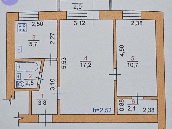Двохкімнатна, 2 поверх (в.Попова 15/ Авіаторів 15) Старокостянтинів