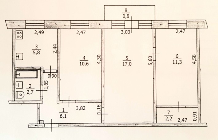 Трикімнатна квартира центр - фото 1