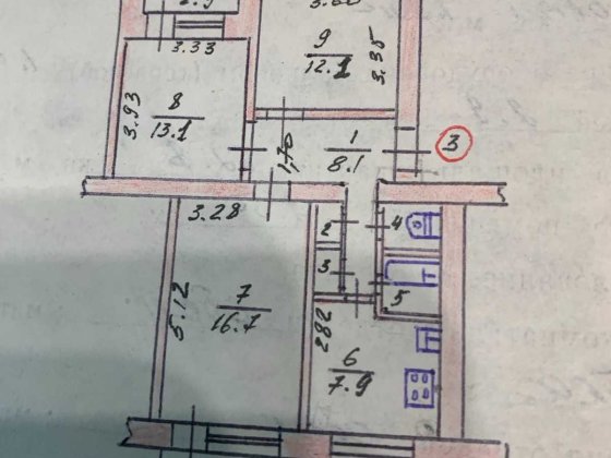 Квартира 3-кімнатна, роздільна, індив.опалення, Верхньодніпровськ