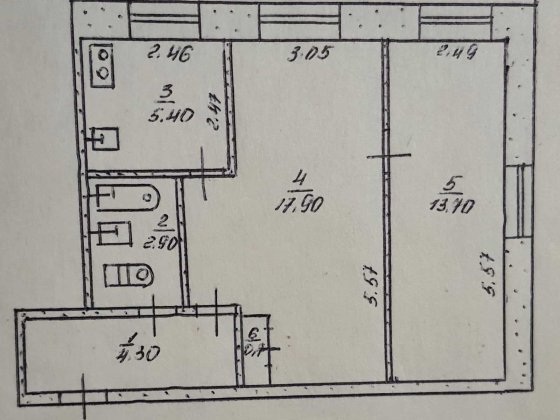 Продам 2х ком кв р-н 17кв  8 больница Терноватий Кут