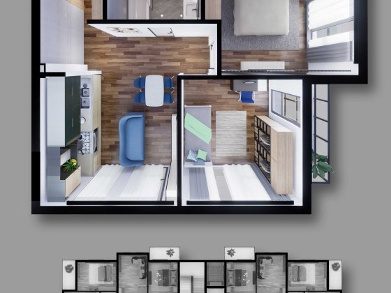 Двокімнатна квартира 55 м2 з балконом в новобудові жк "MISTO" Тячів