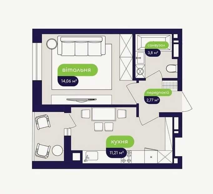 Гатне, ЖК “Оптимісто” 1к квартира. Доступно під єОселя. - фото 1