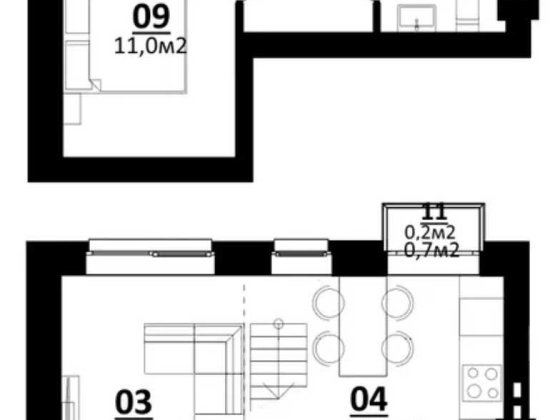 Двухуровневая квартира с террасой, 82,3 м² ЖК Белый Шоколад Е-Оселя Белогородка