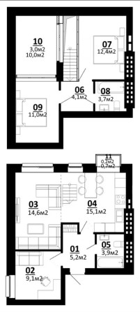 Двухуровневая квартира с террасой, 82,3 м² ЖК Белый Шоколад Е-Оселя - фото 1