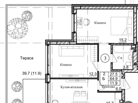 2-к з двориком с. Святопетрівське, вул.Володимирська,36А  Є-оселя, 2% Святопетрівське