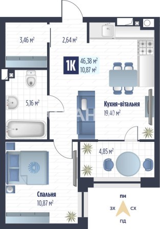 Однокімнатна квартира у сучасному ЖК Vero – інвестиція у ваш комфорт - фото 1