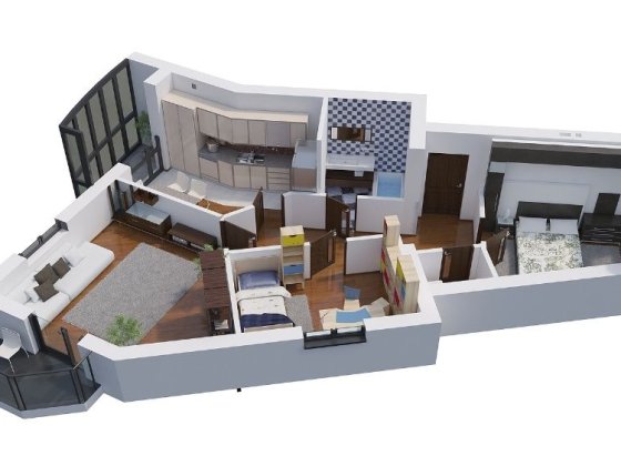 Трикімнатна квартира з чистовими роботами та підігрівом підлоги Городок