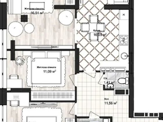 3-кімнатна квартира 73м2. Розтермінування до 2-х років. Лески