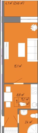 Цена с оформлением ! 28 м. Акварель 2. Начат ремонт. - фото 1