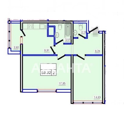2х комнатная квартира ЖК 53 Жемчужина - фото 1
