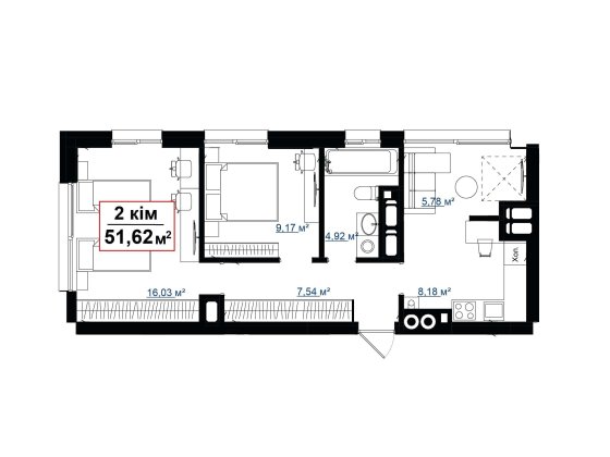 Квартира 51,62 м2 у новому ЖК Акварелі на Пасічній за акційною ціною! Івано-Франківськ