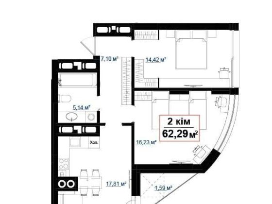 Квартира 62,29 м2 у новому ЖК Акварелі на Пасічній за акційною ціною! Івано-Франківськ