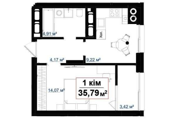 Квартира 35,79м2 у новому ЖК Акварелі на Пасічній за акційною ціною! Івано-Франківськ