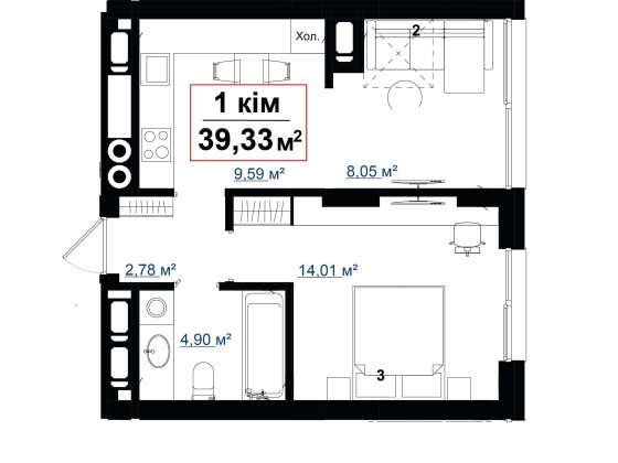 Квартира 39,33 м2 у новому ЖК Акварелі на Пасічній за акційною ціною! Івано-Франківськ