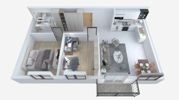 Чудова 2 км квартира з кухнею-студію і 2 окремі кімнати, 750$\м2 - фото 1