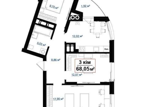 Квартира 68,05 м2 у новому ЖК Акварелі на Пасічній за акційною ціною! Івано-Франківськ