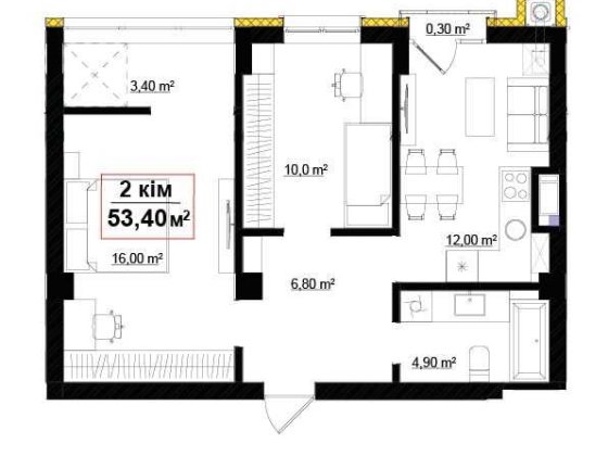 Опришівська Слобода, смарт двокімнатна 53,4 м,кв, французький балкон! Ивано-Франковск