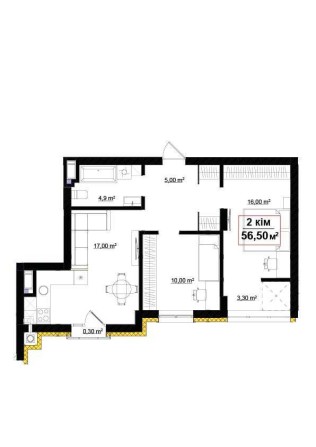 Опришівська Двохкімнатна квартира 56,5м ТОП планування!!! - фото 1