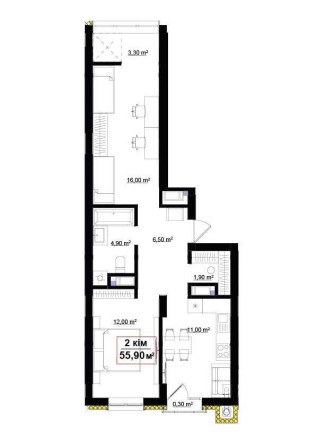 Двокімнатна 55,9м з виглядом на власну стометрівку!Опришівська слобода - фото 1