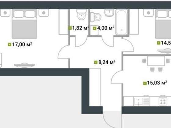 Велика світла двокімнатна квартира Буча