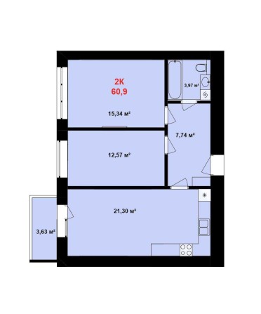 Найкраще планування 61м2, 5 поверх, газове опалення! - фото 1