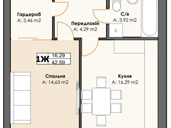 1-к квартира 43 м2 в ЗБУДОВАНОМУ будинку в Ірпені. Ирпень