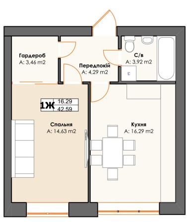1-к квартира 43 м2 в ЗБУДОВАНОМУ будинку в Ірпені. - фото 1