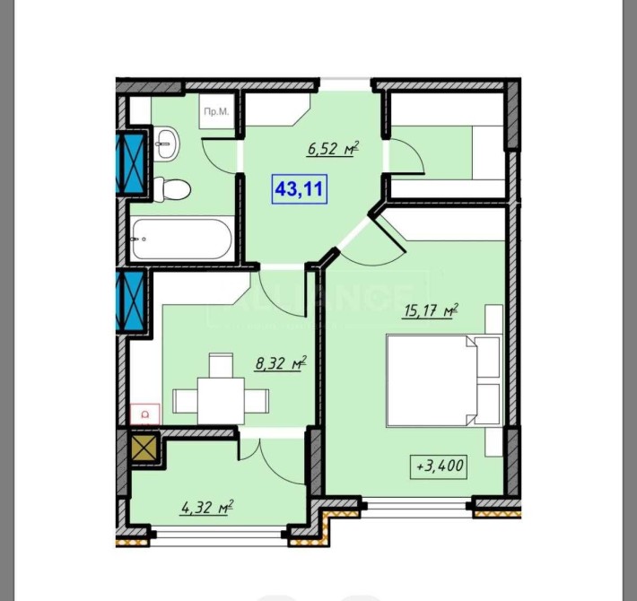 Видова 1 кімнатна квартира - фото 1