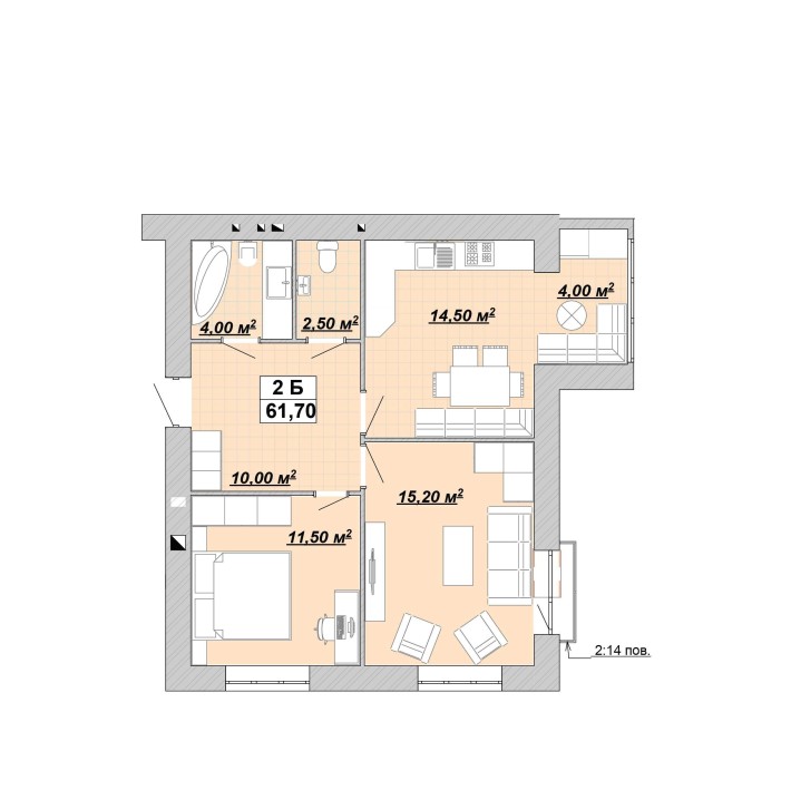 Продається 2 кімнатна квартира .Видова  ,ЖК  Район  Княгинин - фото 1