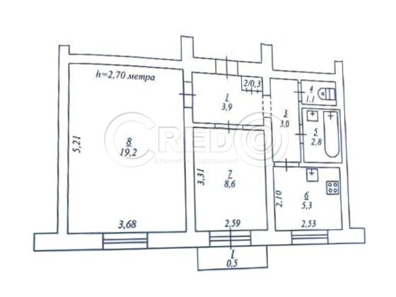 Продається 2-кімнатна квартира, 3/3 поверх, 44.7 м², Кривий Ріг Кривий Ріг